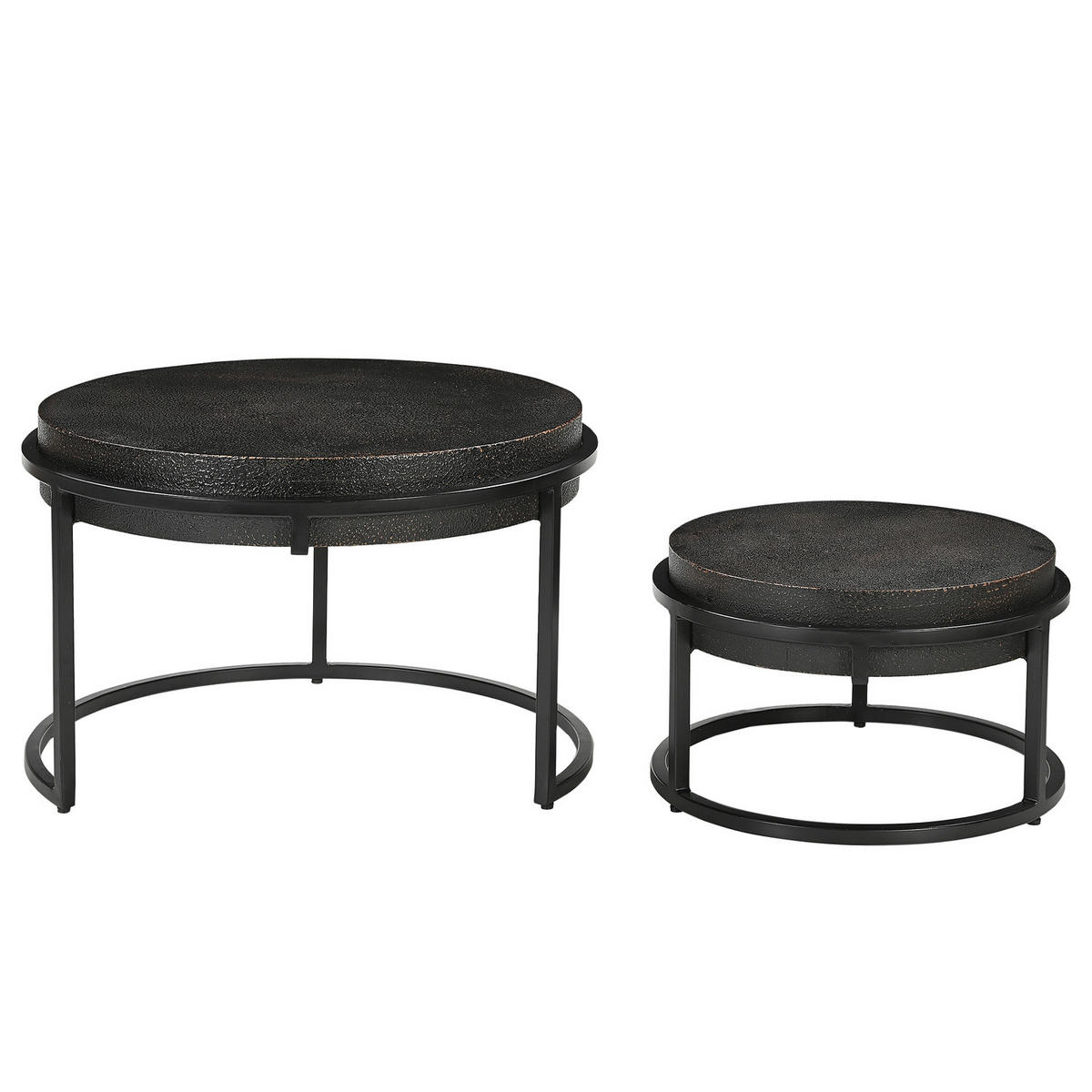 COUCHTISCH-SET - Antik Schwarz, 2-teilig - Schwarz, Holzwerkstoff/Metall (70/70/45cm) - home24