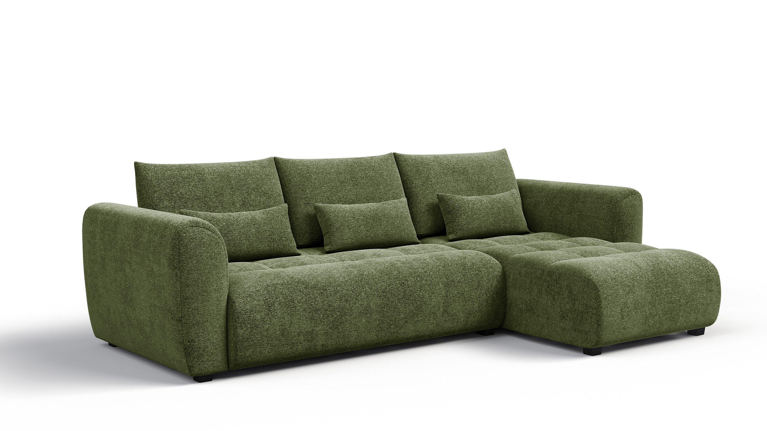 ECKSOFA SORENO 4-Sitzer, dunkelgrün - Dunkelgrün/Schwarz, Holz/Textil (293/171cm) - Courtois Laville