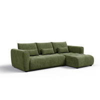 ECKSOFA SORENO 4-Sitzer, dunkelgrün - Dunkelgrün/Schwarz, Holz/Textil (293/171cm) - Courtois Laville