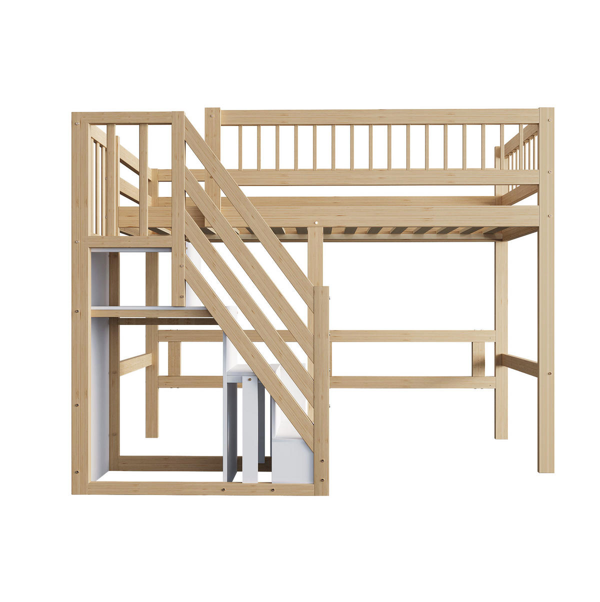 HOCHBETT 90/200 cm mit Aufbewahrungstreppe und hoher Umrandung aus Massivholz, Natur - Naturfarben, Holzwerkstoff (90/200cm) - Redom