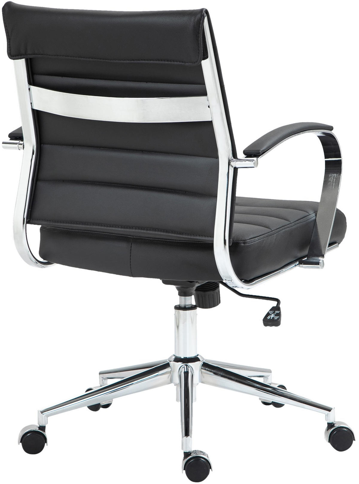 DREHSTUHL Echtleder Schwarz - Chromfarben/Schwarz, Leder/Metall (57/90/62cm) - CLP
