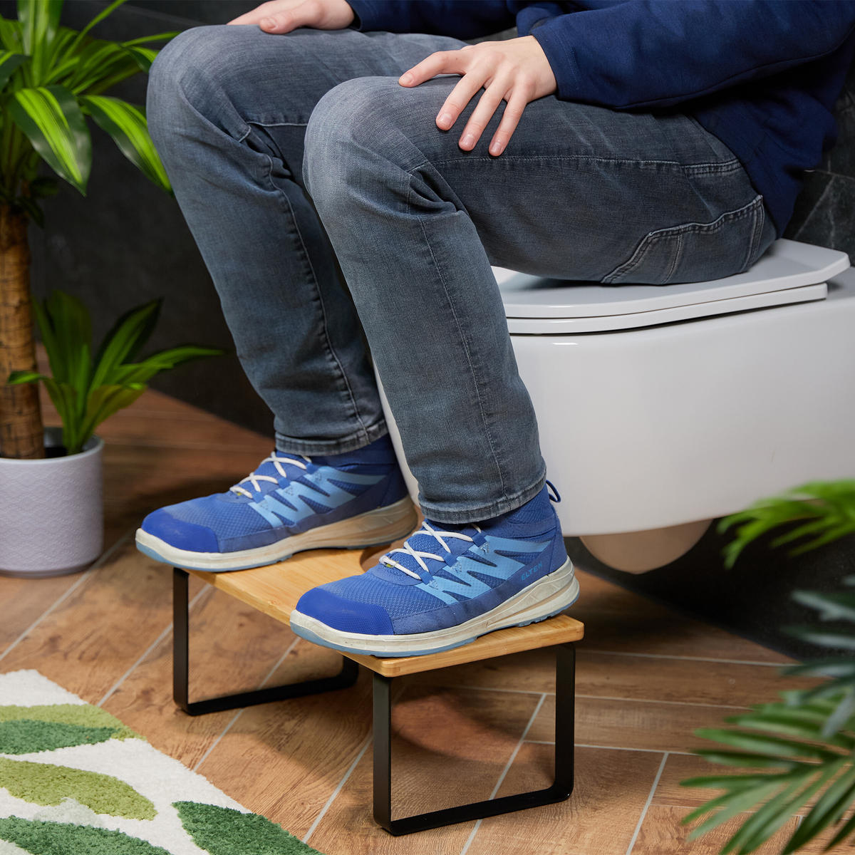 TOILETTENHOCKER - Hellbraun, Holz/Kunststoff (44.5/18/23cm) - Relaxdays