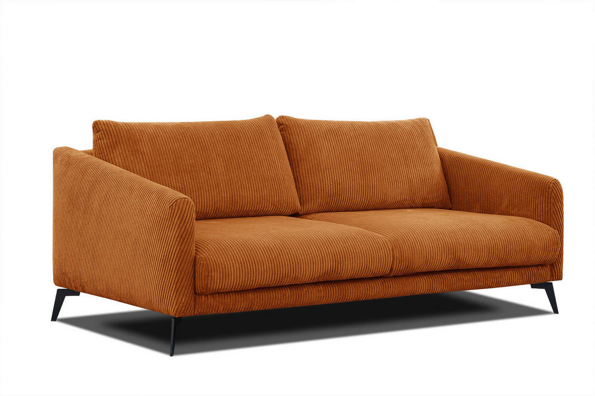 SOFA VILT 3-Sitzer, orange - Schwarz/Orange, Holzwerkstoff/Kunststoff (202/89/94cm) - Courtois Laville