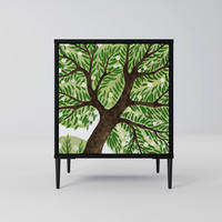 SIDEBOARD WILDERNESS DASH, Schwarz, 57,5x42x72,5 cm, Schwarze Metallfüße - Multicolor/Schwarz, Holzwerkstoff/Metall (57.5/72.5/42cm) - SpaceRebels