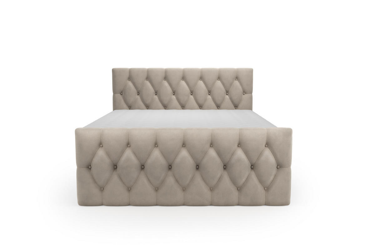 BOXSPRINGBETT Eleganz 180x200 cm in Beige mit Bettkasten und beidseitiger Matratze - Beige, Textil (180/200cm)