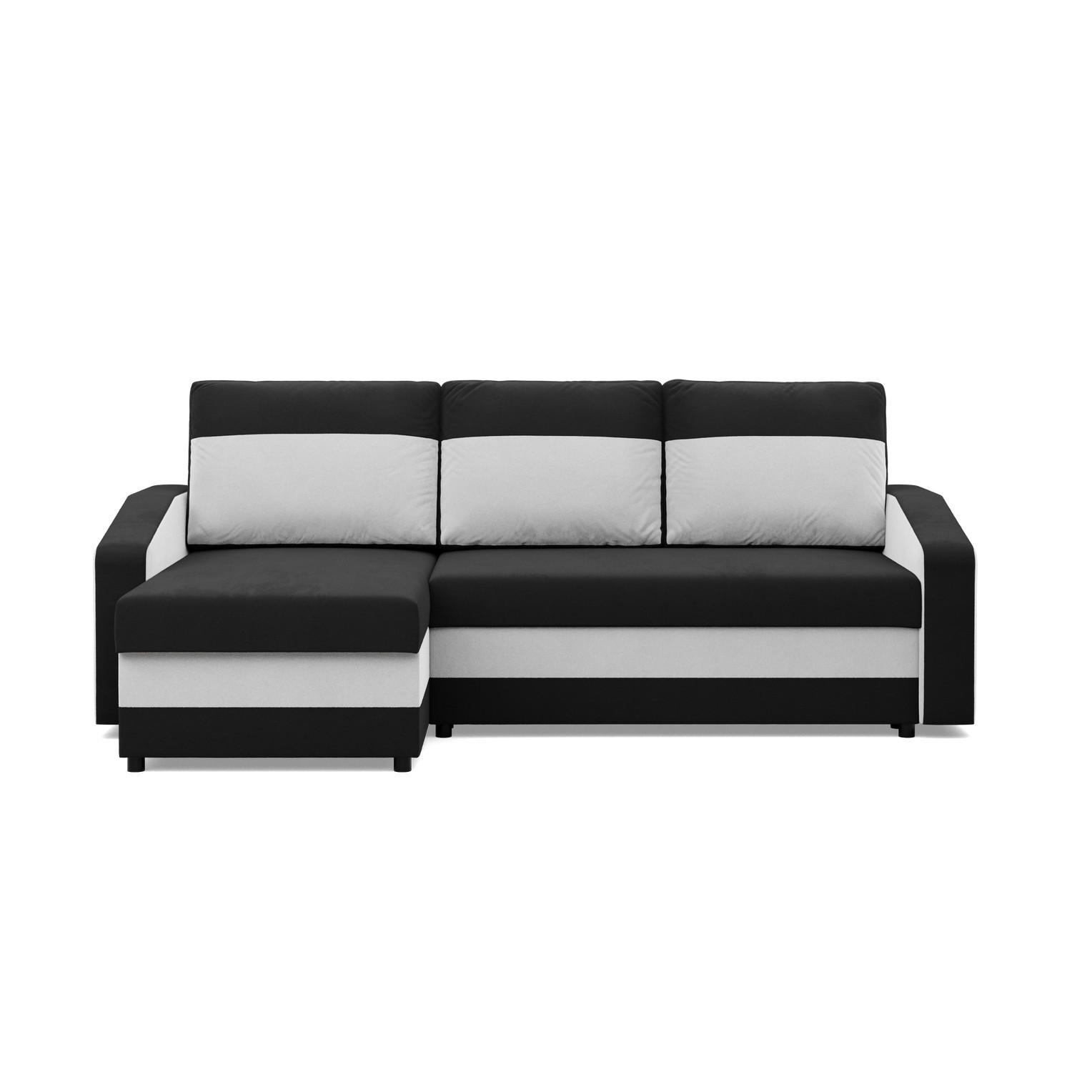 ECKSOFA MIT SCHLAFFUNKTION ORION, Schwarz + Weiß - Schwarz/Weiß, Textil (231/140cm)