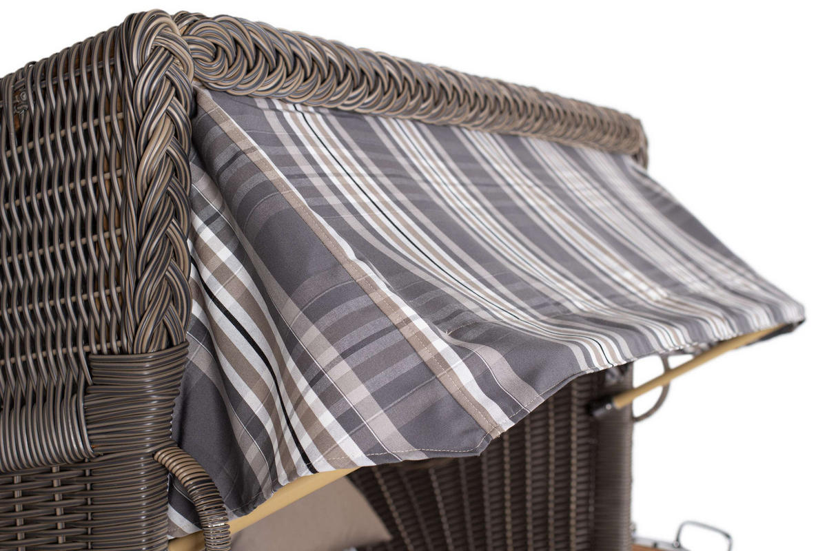 STRANDKORB XL Schillig Bullauge - Braun/Grau, Metall (142/170/95cm) - Mr. Deko