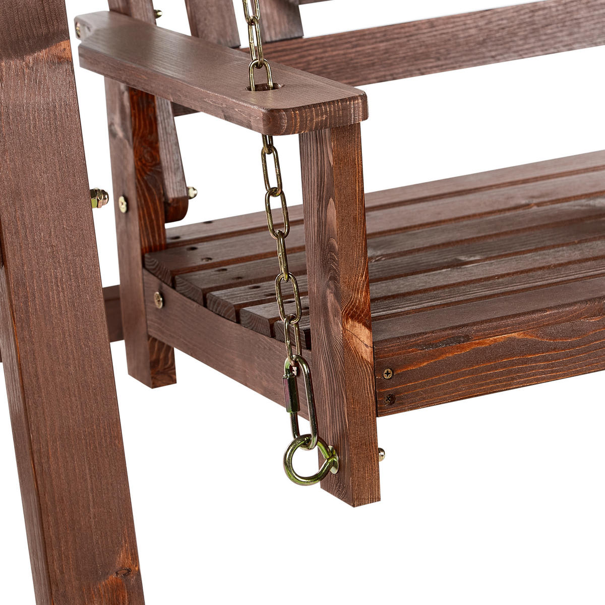 HOLLYWOODSCHAUKEL 2-Sitzer Dunkler Holzfarbton Nerito - Dunkelbraun, Holz (159/169/117cm) - Beliani