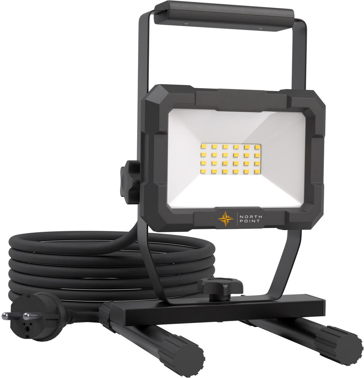 LED-BAUSTRAHLER mit Standfuß - 20W für handwerkliche Tätigkeiten im Innen- und Außenbereich, 2er-Set - Schwarz, Metall (16.3/16/24cm) - Northpoint