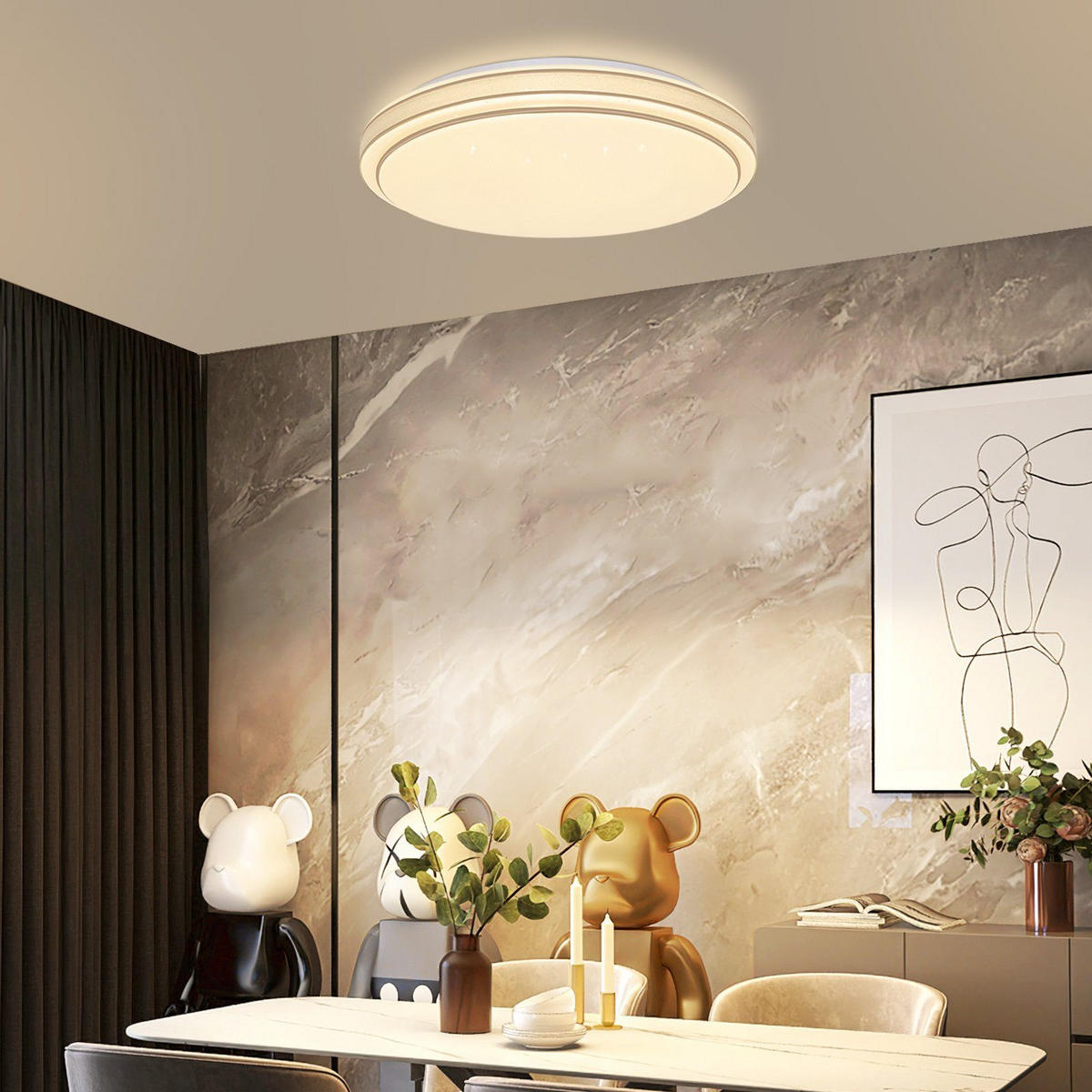 LED-DECKENLEUCHTE Zwillingsring 27/27/6 cm - Silberfarben, Kunststoff (27/27/6cm) - Nettlife