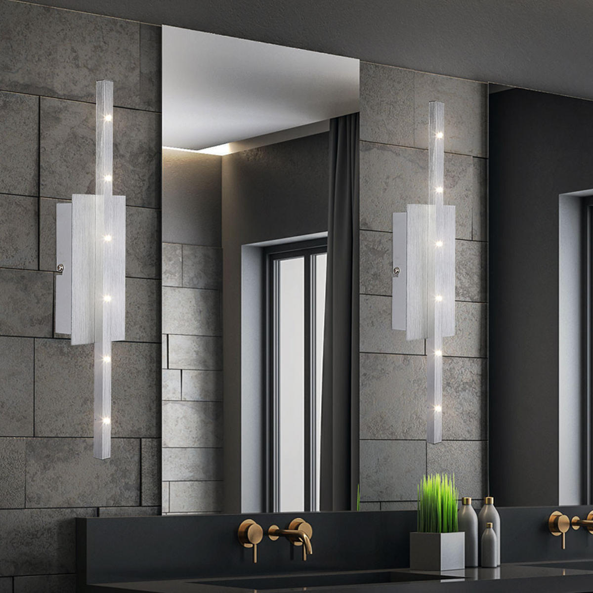 LED WANDLEUCHTE Caliban Weiß gebürstet 2er Set - Weiß, Metall (8/40.5/3cm)