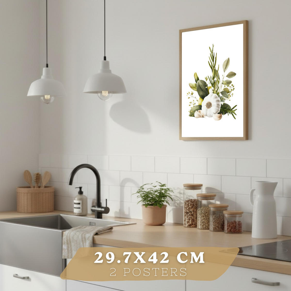 PLAKAT Sada 2 Vintage olivy A3 Černý rám - černá, papír (29.7/1/42cm) - Nacnic