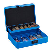 GELDKASSETTE Euro-Münzbrett - Blau, Kunststoff/Metall (30.5/8.5/25cm) - Relaxdays