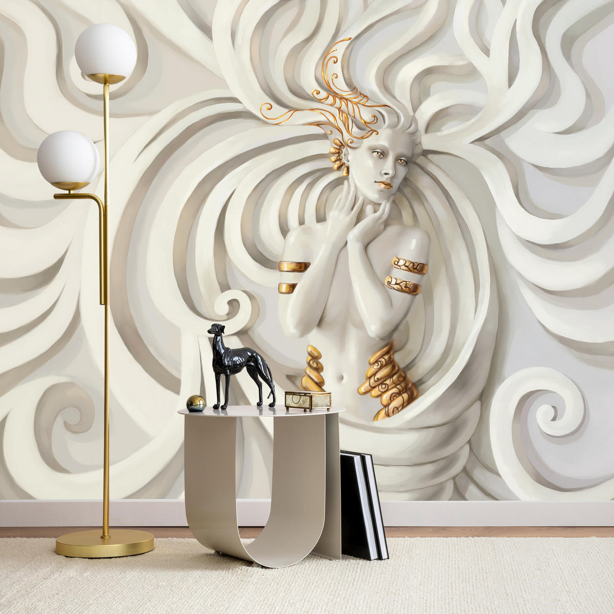 FOTOTAPETE Medusa Abstraktion 3D Effekt 500x350 - Beige, Papier (500/350cm) - Muralo