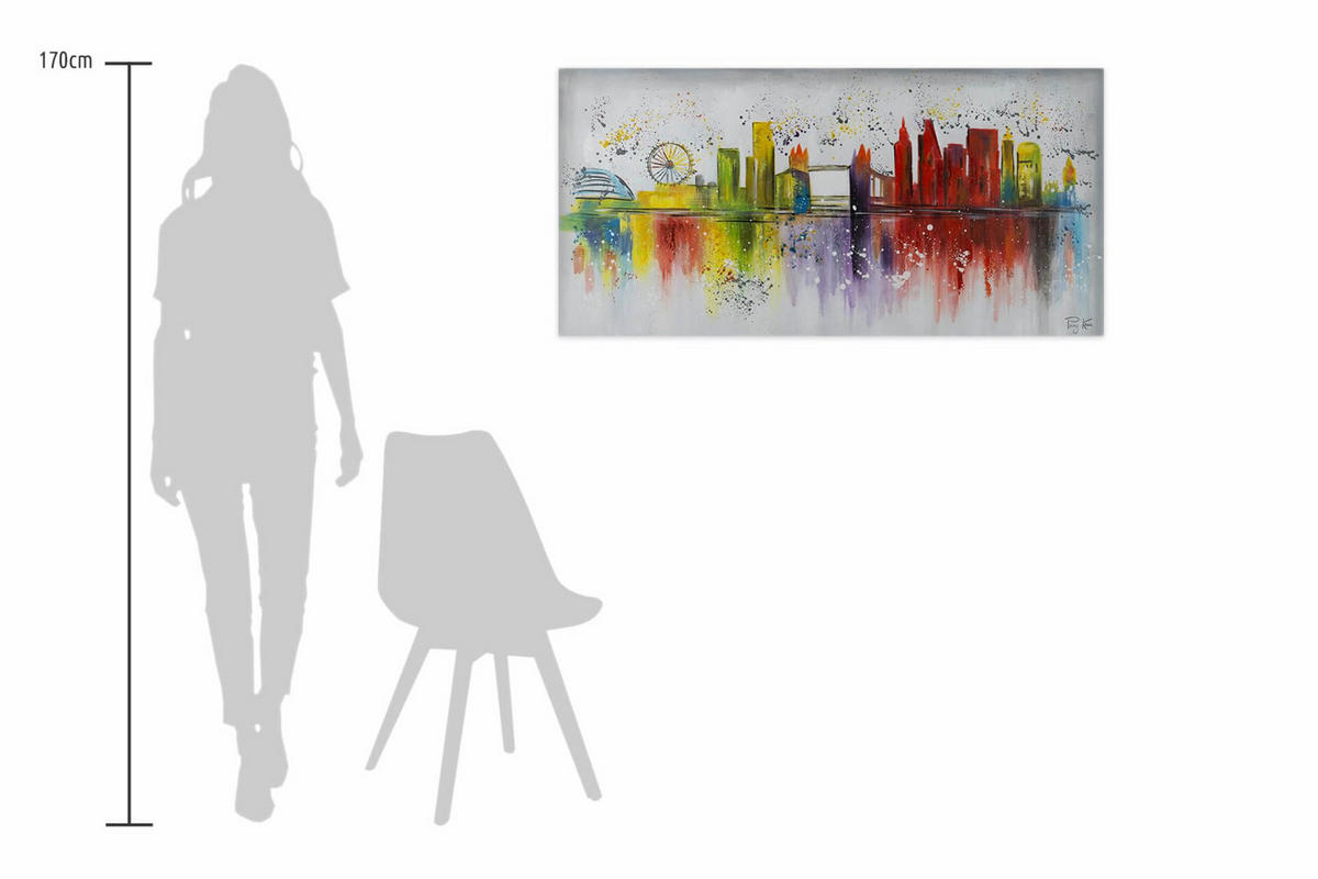 OLEJOMAĽBA 120/60 cm, Mesto a architektúra - sivá, drevo/textil (120/60cm) - KUNSTLOFT