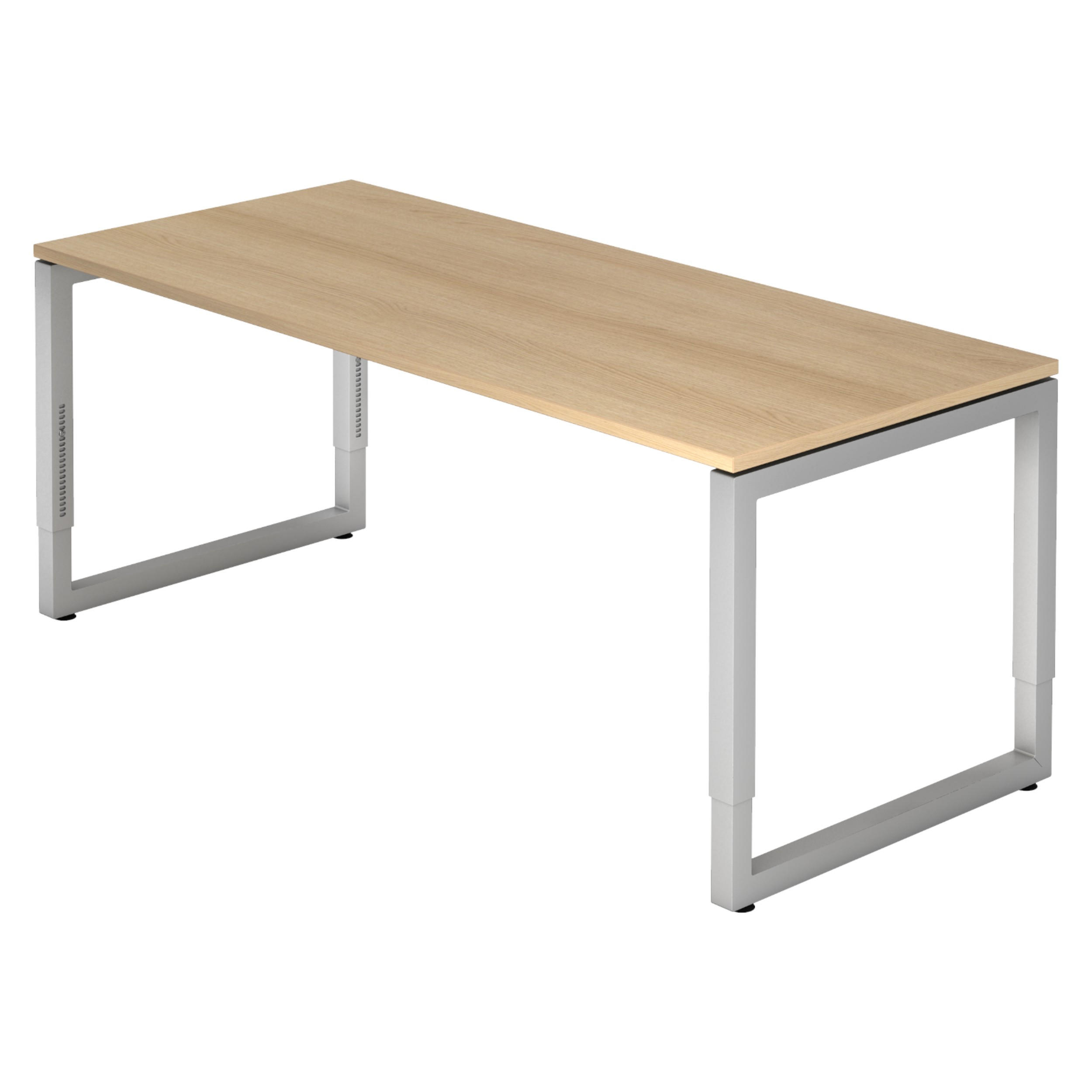 SCHREIBTISCH Serie-R 80/180/74 cm in Eichefarben/Silberfarben - Eichefarben/Silberfarben, Holzwerkstoff (80/180/74cm) - bümö