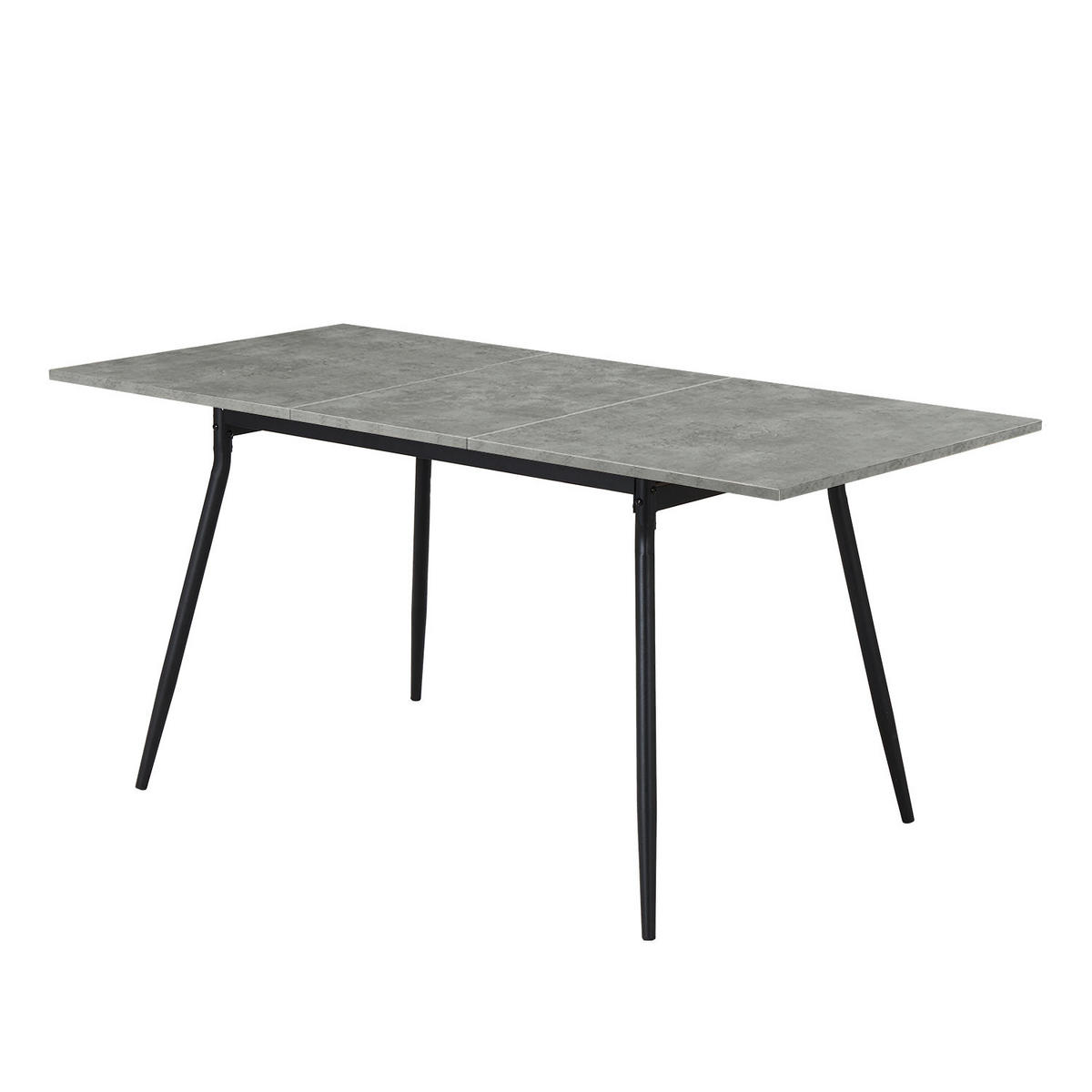 ESSTISCH LIO 120-160/80/76 cm - Schwarz/Grau, Holzwerkstoff/Metall (120/80/76cm) - B&D Home