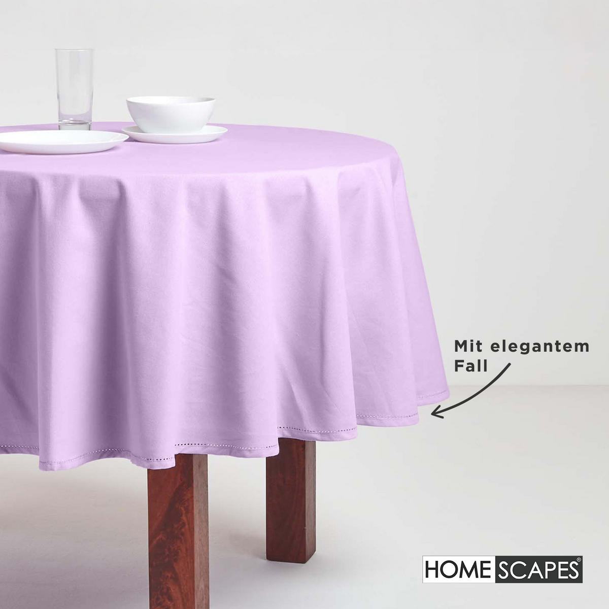 TISCHDECKE flieder rund 178 cm, 100% Baumwolle - Flieder, Textil (178/178cm) - Homescapes