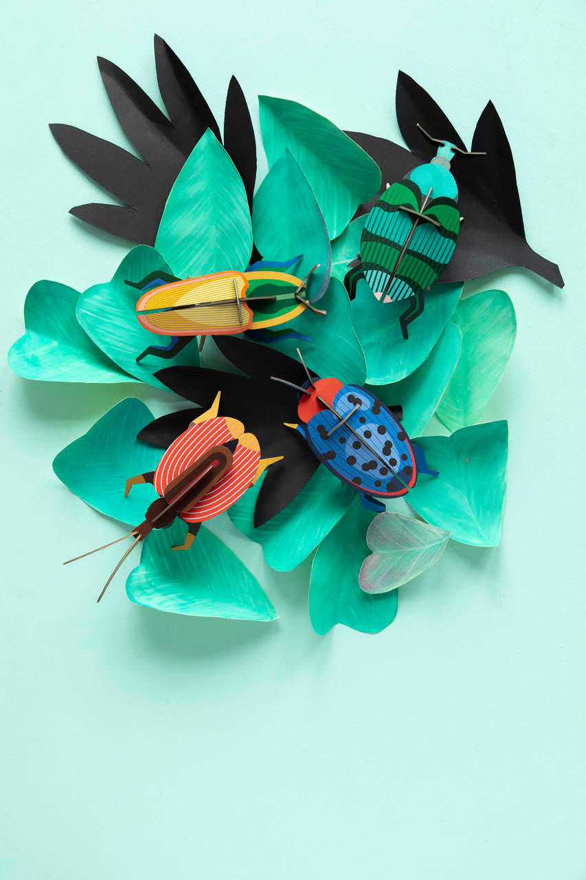 WANDDEKO Madagaskar-Käfer 7/4 cm - Gelb/Grün, Wellpappe (7/4/15cm) - KUNSTLOFT