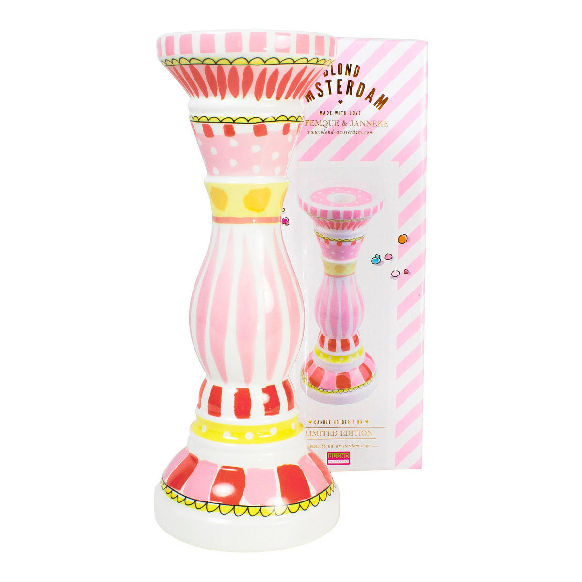 KERZENHALTER Rosa in Rosa - 28cm - Multicolor, Keramik (9.9/28/10.2cm) - Blond Amsterdam