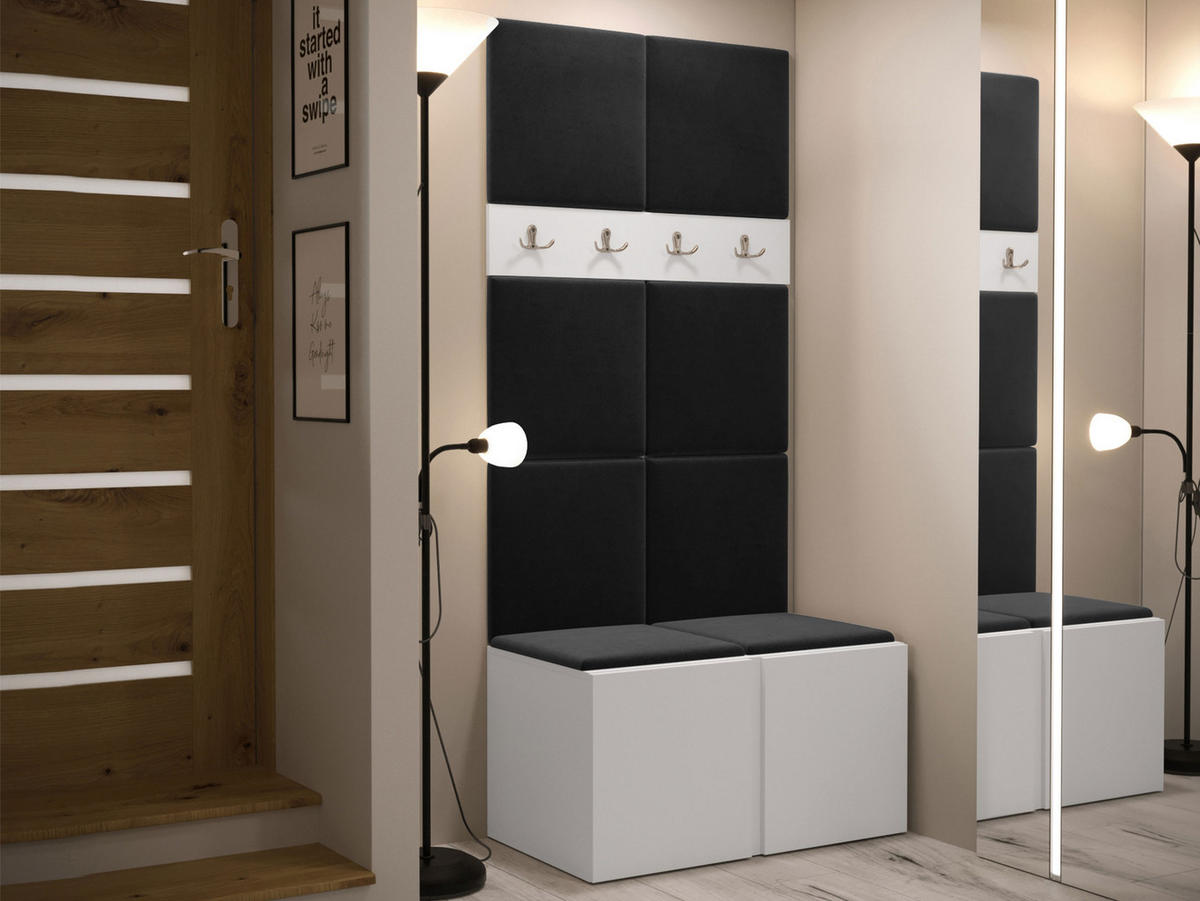 GARDEROBEN-SET Orion IV - Anthrazit/Weiß, Holzwerkstoff/Kunststoff (84/186/46cm) - MIRJAN24