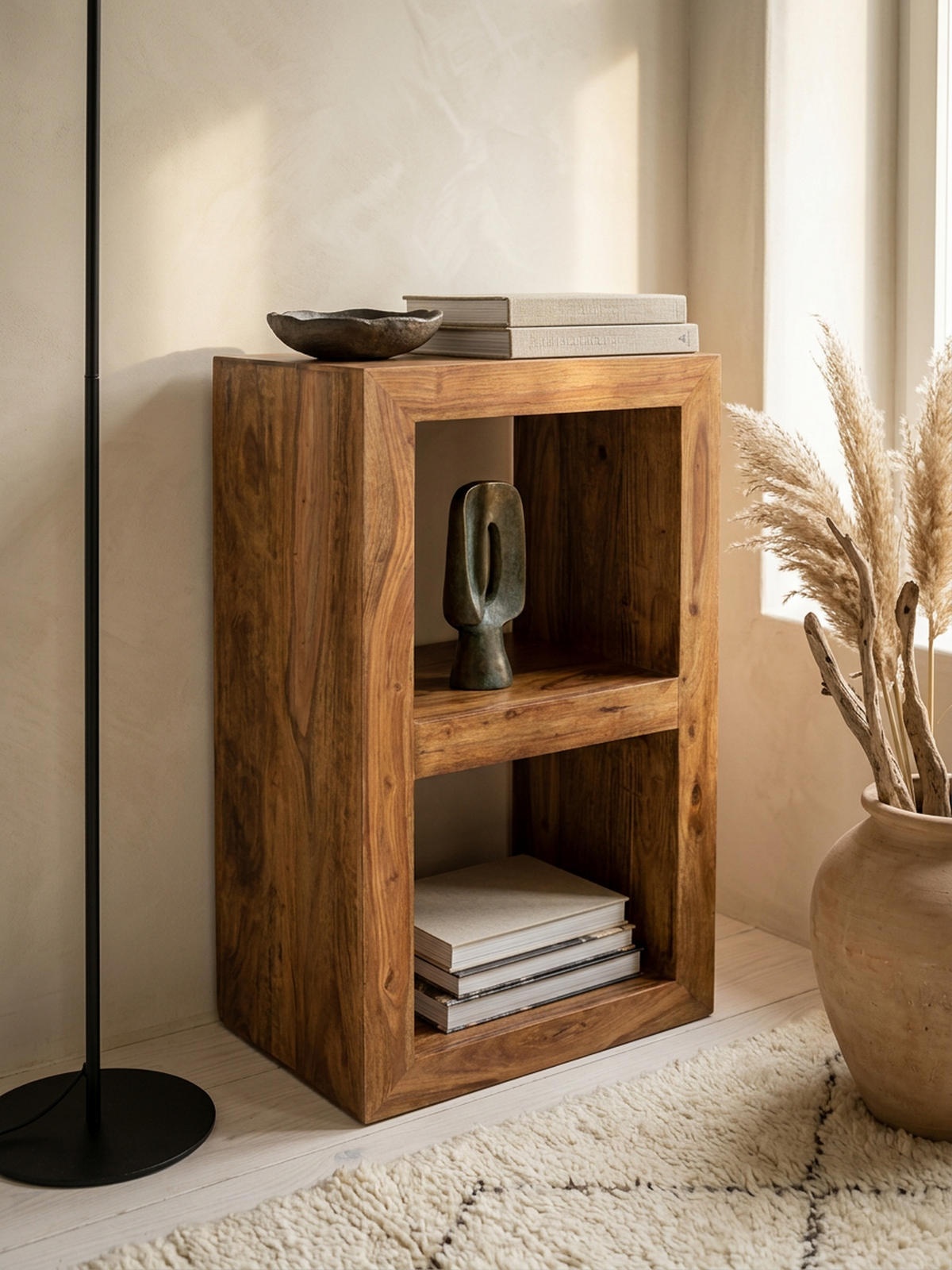 REGAL Massivholz Akazie Rustikal Handgefertigt, Braun 50x35x88 cm - Braun, Holz (50/88/35cm) - KADIMA DESIGN