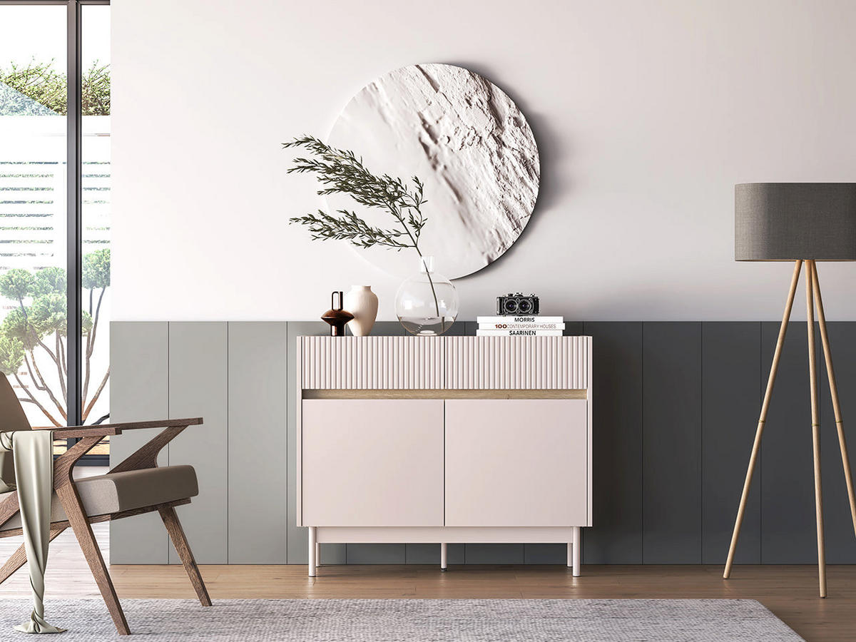 KOMMODE – 104 cm – Dunea - Kaschmir/Eichefarben, Holzwerkstoff (104/85/40cm) - hi-markt