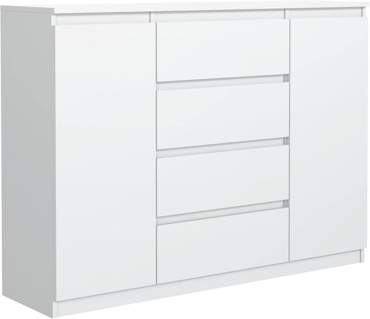 KOMMODE 140 Weiß 138,5x39x101,5 cm - Weiß Hochglanz, Holzwerkstoff (138.5/101.5/39cm) - Mobelsta