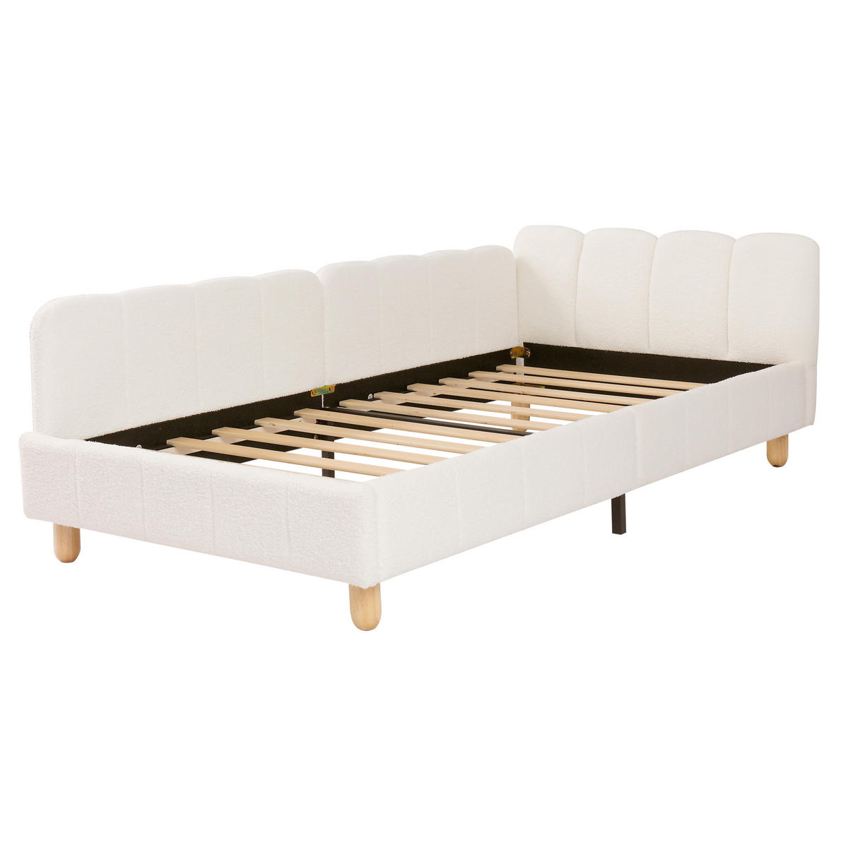 POLSTERBETT 90/200 cm DE-03015, mit Rausfallschutz und 3-seitigen Armlehnen, in Beige - Beige, Holz (90/200cm) - ComfortXL