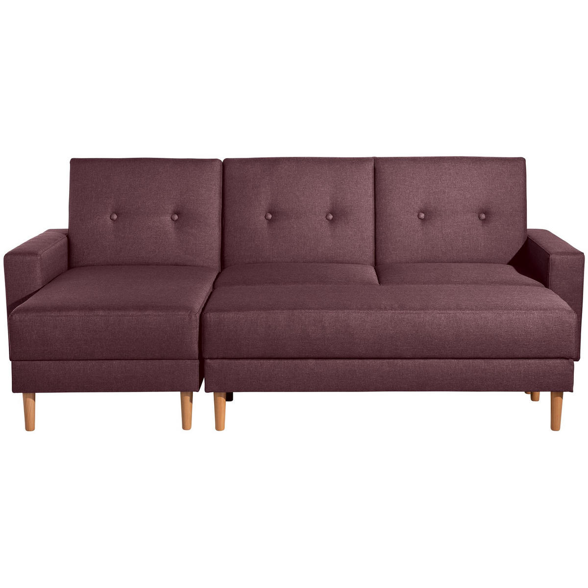 FUNKTIONSSOFA mit Hocker Kattie Flachgewebe burgund - Bordeaux, Kunststoff (144/230cm) - 58aufmkessel