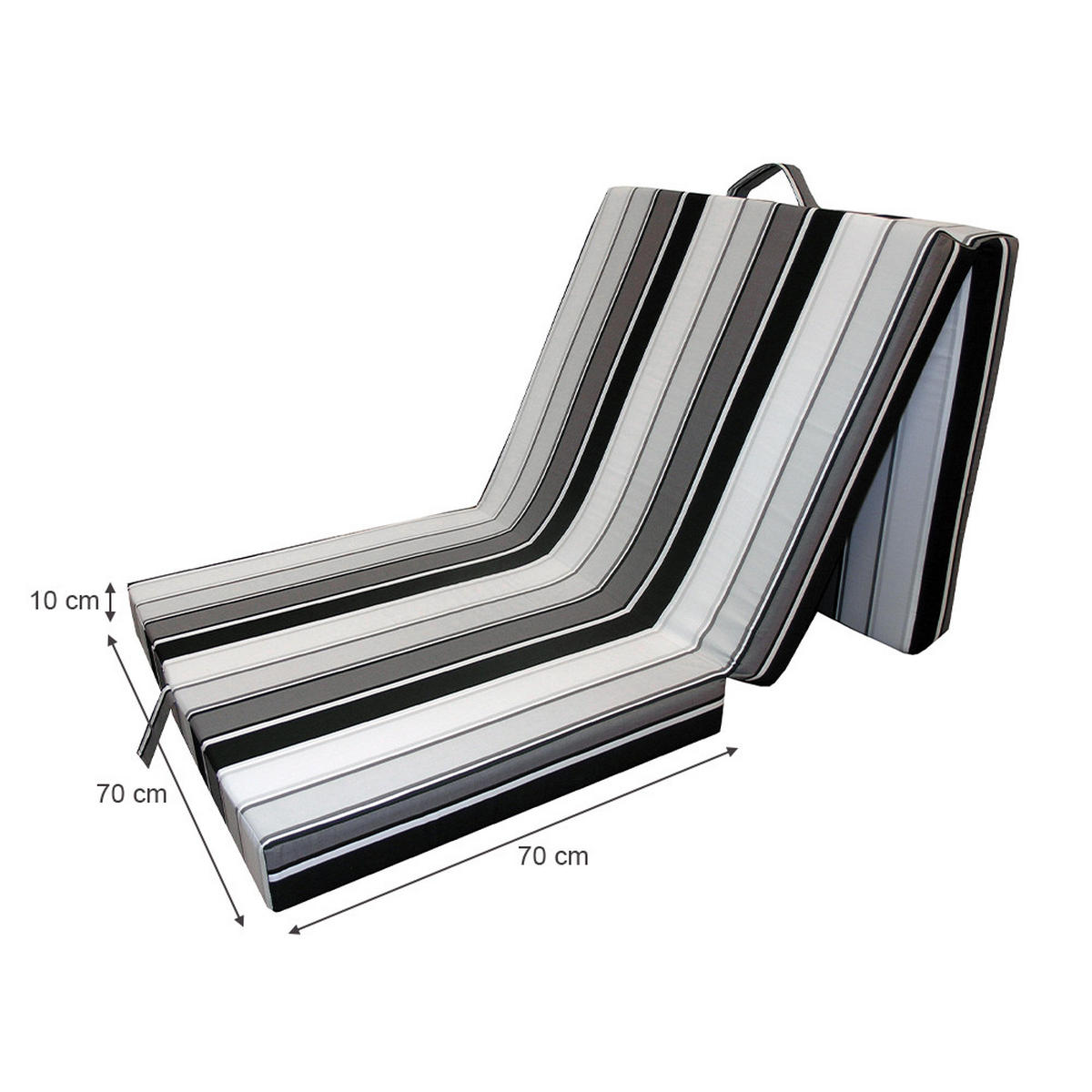 FALTMATRATZE Schwarz 190 x 70 cm - Schwarz, Textil - VitaliSpa