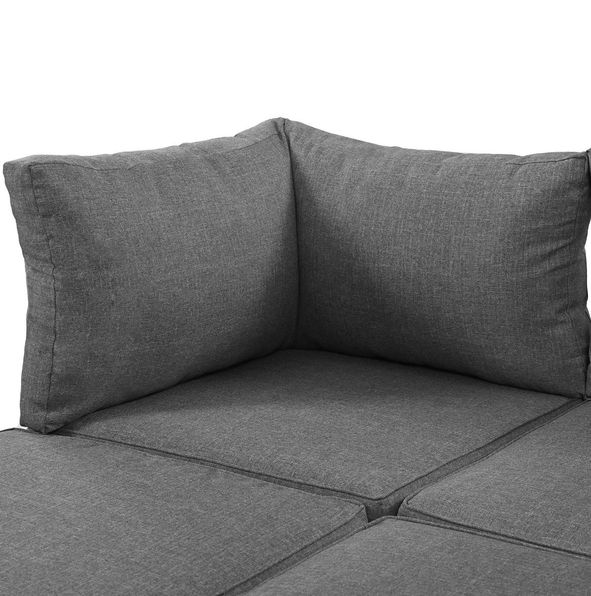 GARTENMÖBEL 120x60x66cm grau aus Stahl und Akazie, mit Kissen - Grau, Metall - Modfu