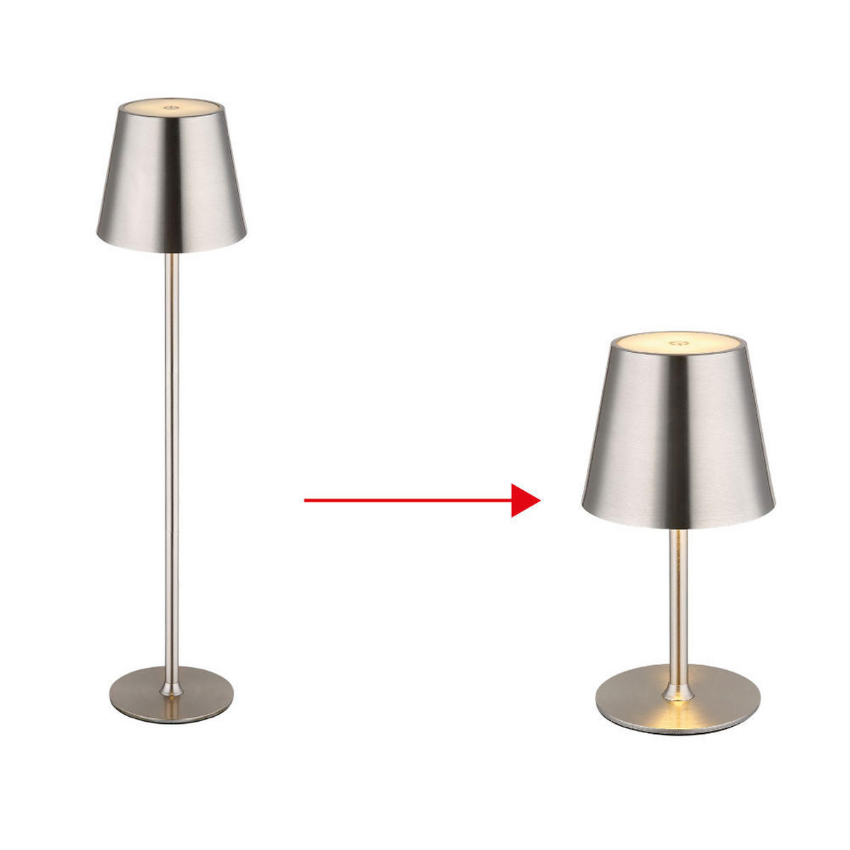 TISCHLAMPE VANNIE Silber LED höhenverstellbar 2er Set - Silberfarben, Metall (47/47/47cm) - Globo Lighting