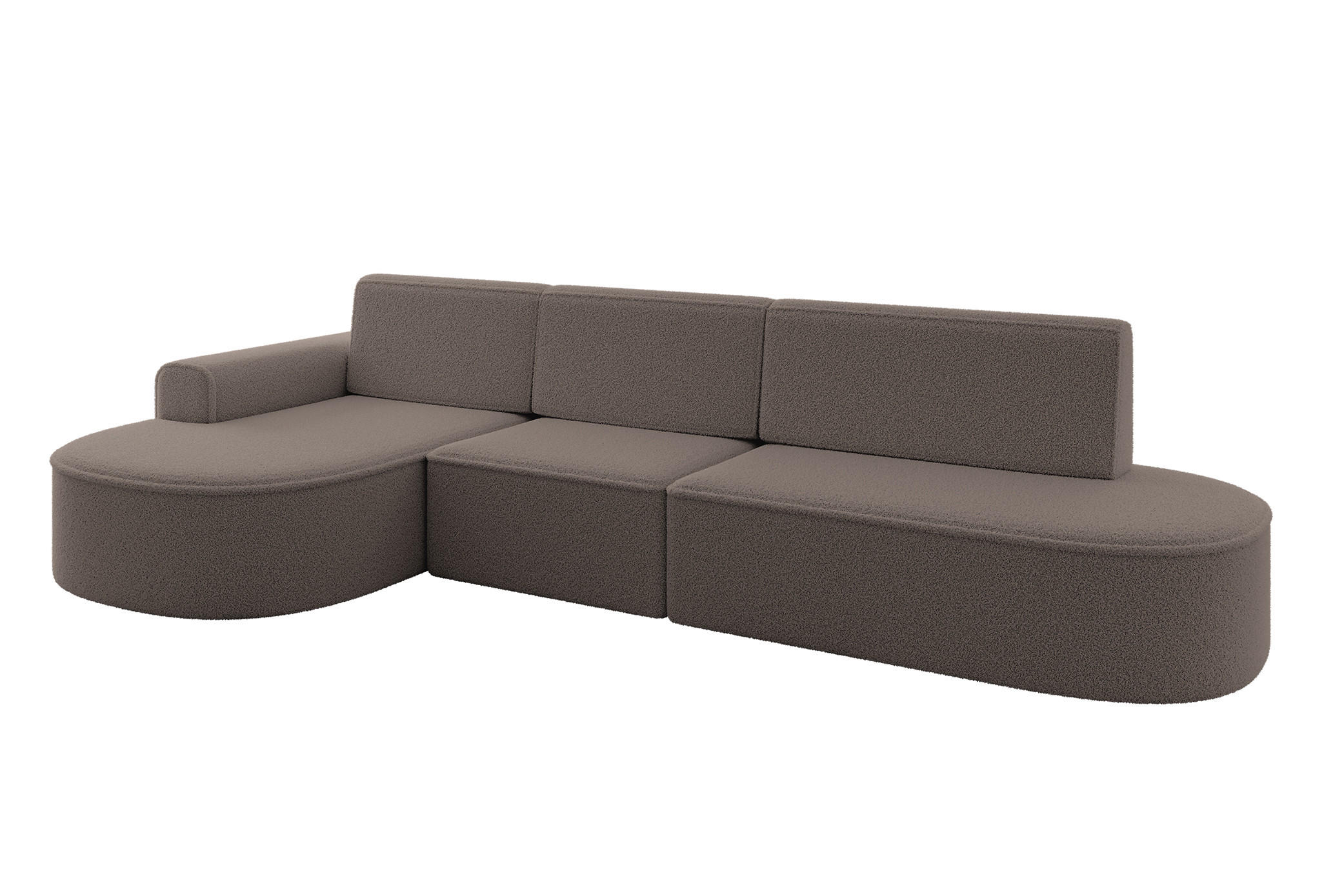 ECKSOFA mit Schlaffunktion Ottomane Links MARI L2-S 368X167X85 Braun Bouclé - Schwarz/Braun, Holzwerkstoff/Kunststoff (368/167cm) - ALTDECOR