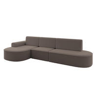 ECKSOFA mit Schlaffunktion Ottomane Links MARI L2-S 368X167X85 Braun Bouclé - Schwarz/Braun, Holzwerkstoff/Kunststoff (368/167cm) - ALTDECOR