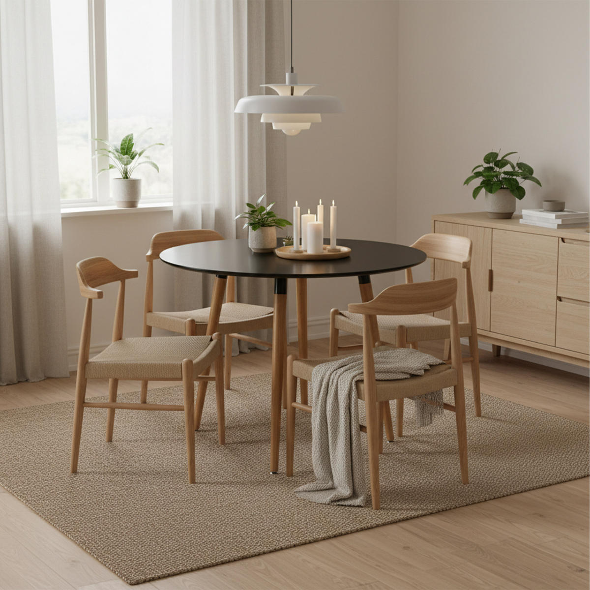 JÍDELNÍ stůl - světle hnědá, kov/dřevo (90/90/75cm) - Relaxdays