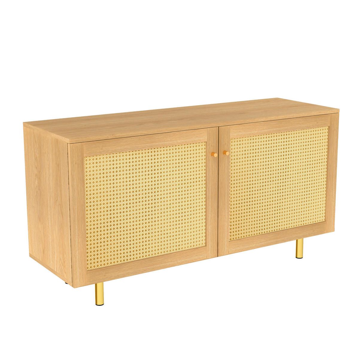 SIDEBOARD aus MDF 180x40x63 cm Natur mit modularem Stauraum und goldfarbenen Metallbeinen - Naturfarben, Holzwerkstoff (180/63/40cm) - Modfu