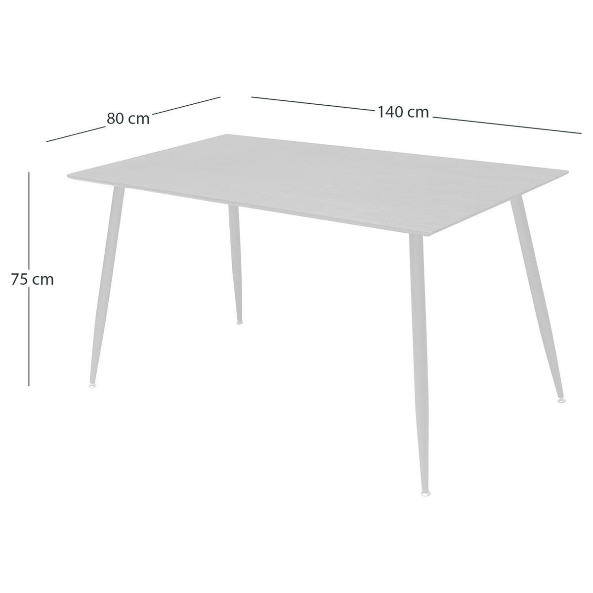 ESSTISCH - Echtholzfurnier / Metall - Eichefarben/Schwarz, Holzwerkstoff/Metall (80/140/75cm) - home24