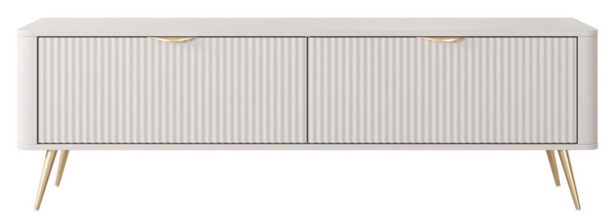 SCHRANK Beige Lena Gerillt Auf Goldenen Beinen - Beige, Holzwerkstoff (163/51/38cm) - Sepro Meble