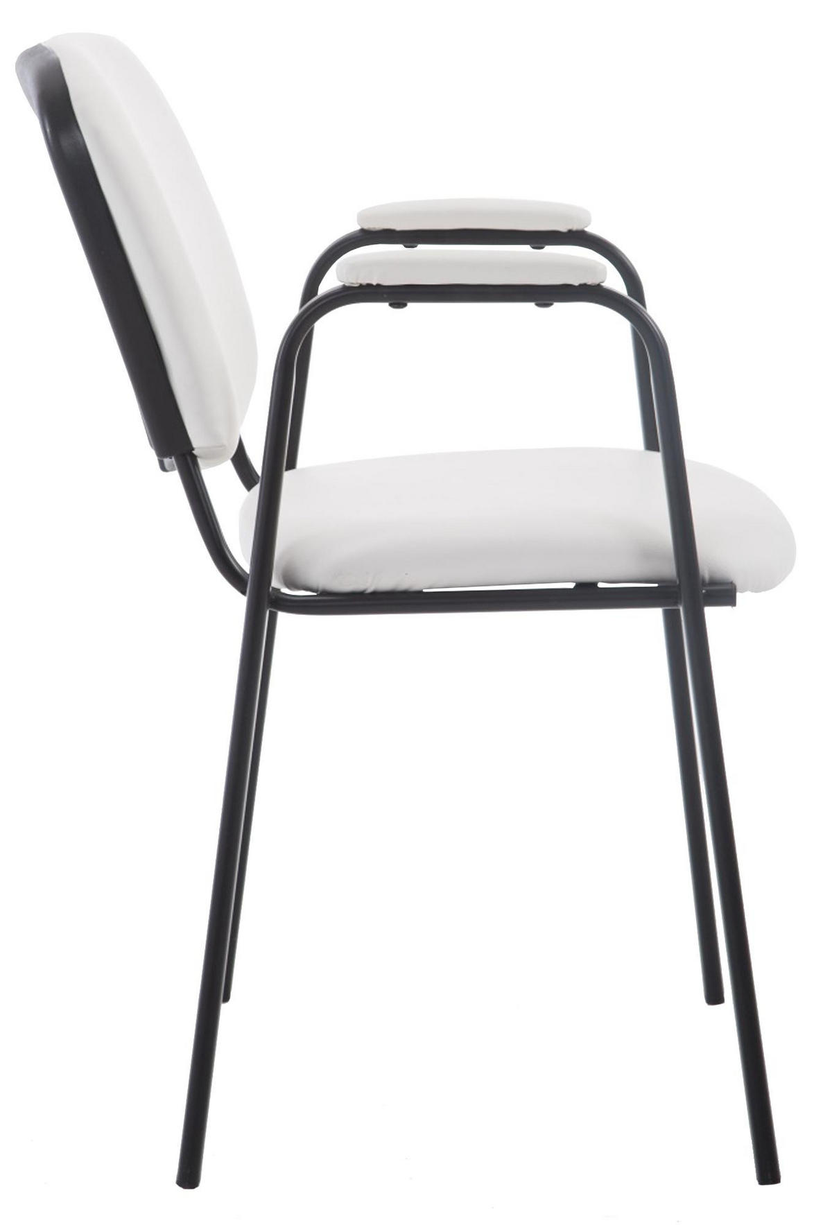 BESUCHERSTUHL Lederlook weiß - Schwarz/Weiß, Textil/Metall (53/79/55cm) - CLP