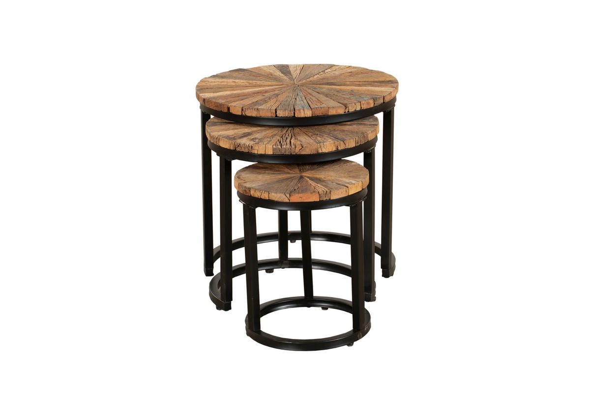 BEISTELLTISCH Arne 3er Set Massivholz Braun 46x46x46cm - Braun, Holz (46/46/46cm) - DELUKE