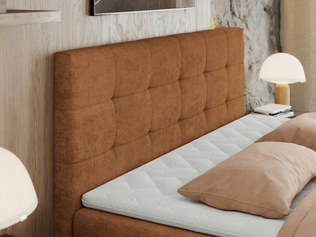 BOXBETT CENTO 180/200 Orange Strukture - H3 - Orange, Holz/Textil (180/200cm) - MKS