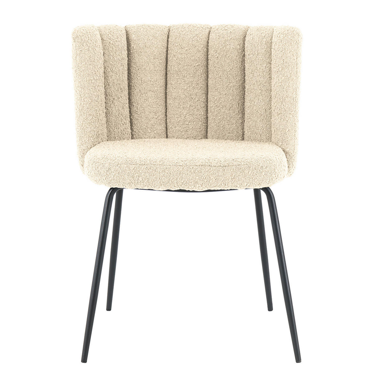 POLSTERSTUHL - Bouclé / Eisen, 2er-Set - Creme/Schwarz, Textil (55/78/59cm) - home24