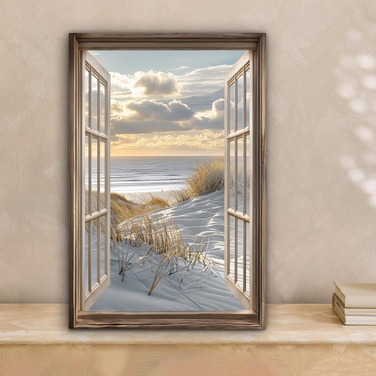 LEINWANDBILD Ausblick - Strand - Dünen - Meer - Natur 20x30 cm - Sandfarben, Textil (20/30cm) - MuchoWow