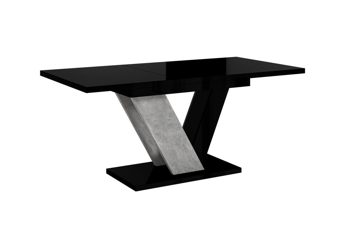 ESSTISCH Schwarz Hochglanz Ausziehbar 120 - 160 cm - Schwarz Hochglanz/Grau, Holzwerkstoff (120/80/76cm) - PROSPERO