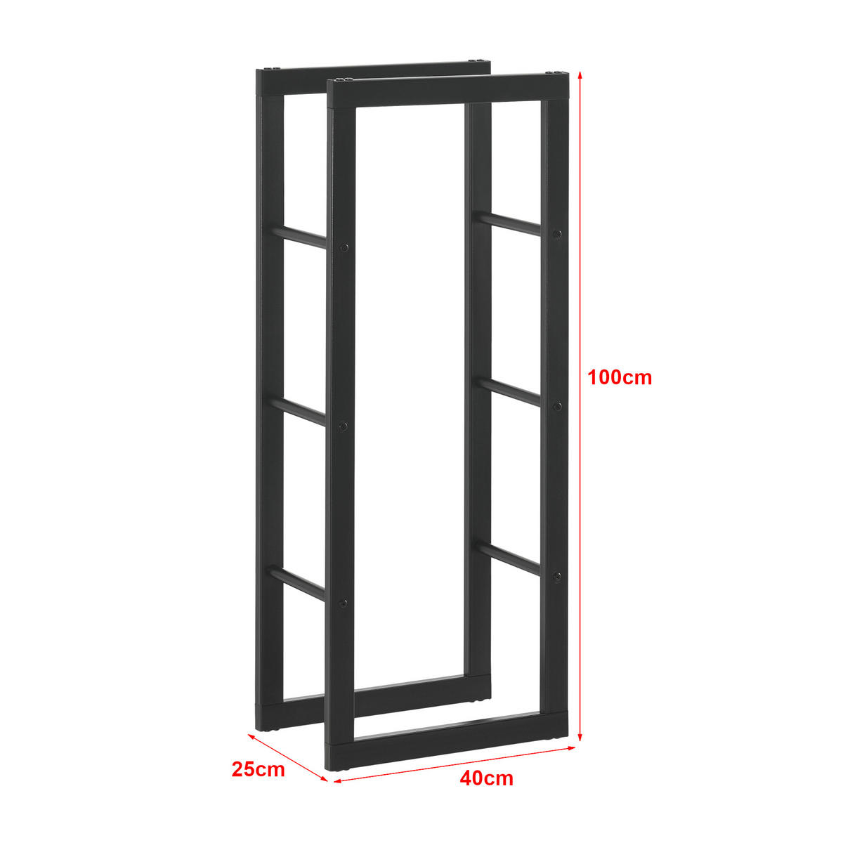 KAMINHOLZREGAL Täby - Schwarz, Metall (40/100/25cm) - [en.casa]