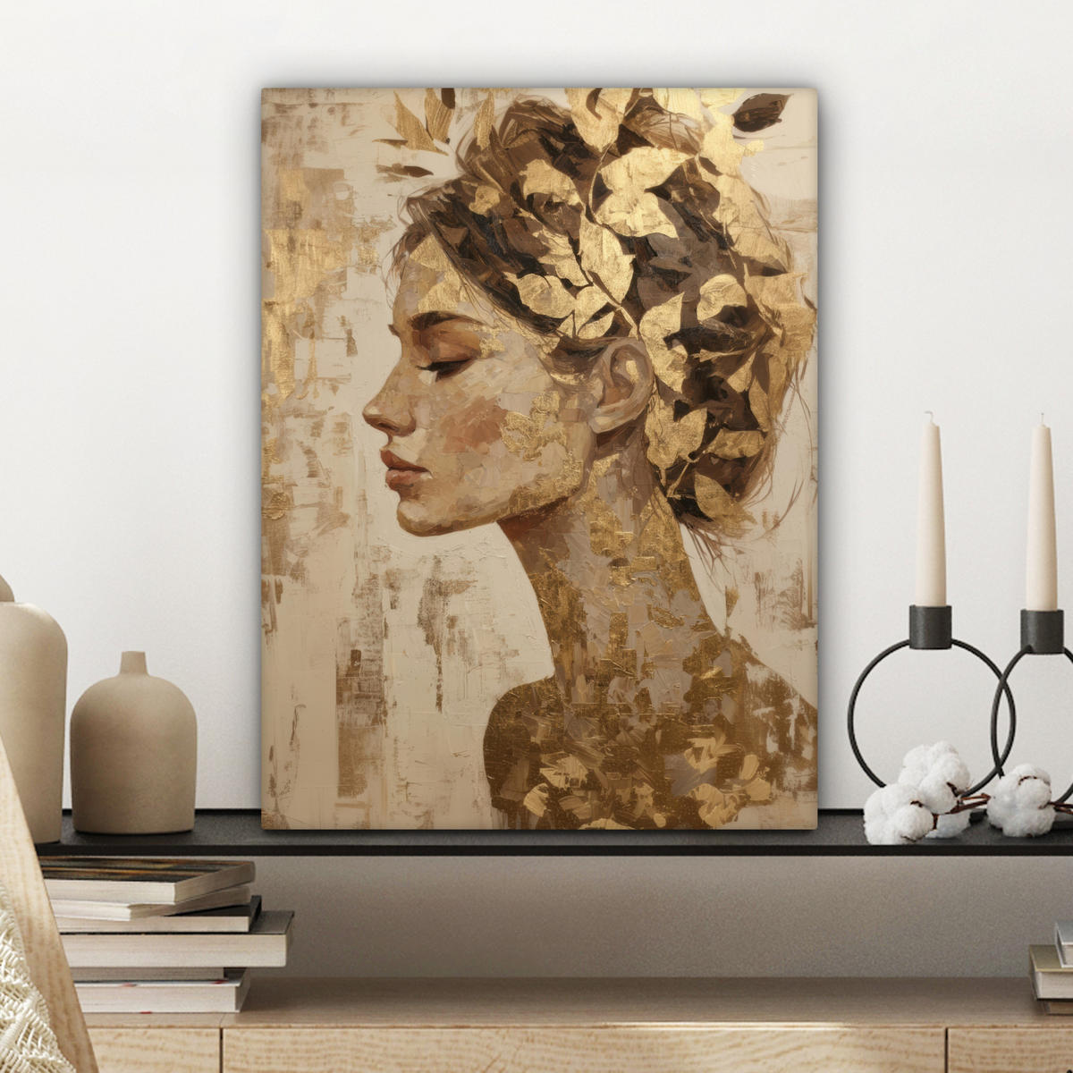 LEINWANDBILD Frau - Gold - Abstrakt - Textur Room Decor 30x40 cm - Goldfarben, Textil (30/40cm) - MuchoWow