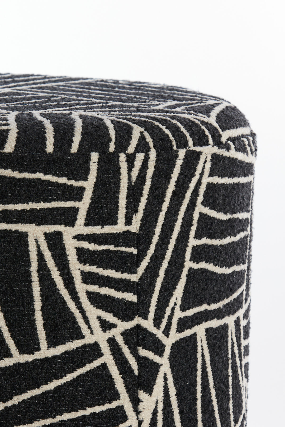SITZPOUF Davonte Schwarz Ø40/44 cm - Schwarz, Textil (40/44/40cm) - Light & Living