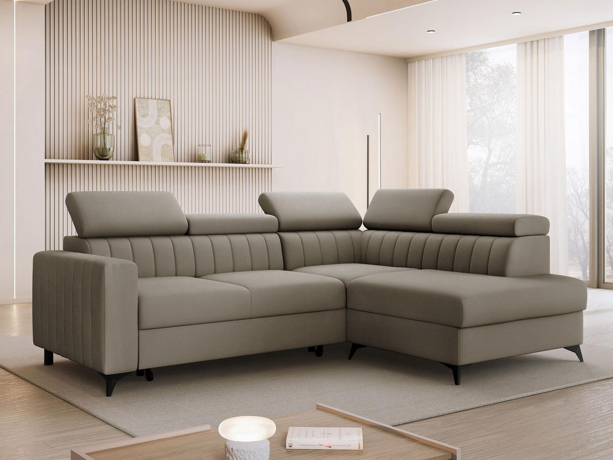 COLTAR Milano 2RRLXP, Dreapta 2R+R+LXP - bej, material textil/lemn (195/249cm) - MIRJAN24