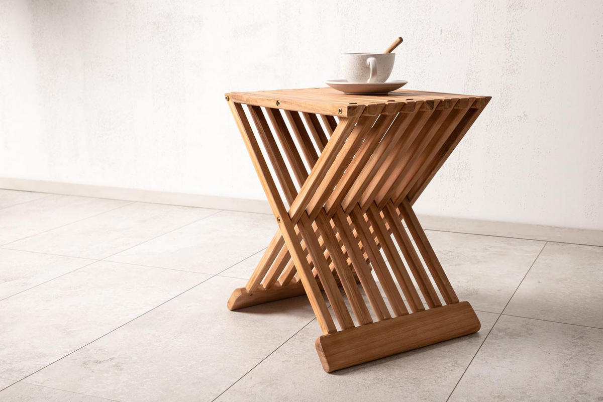 GARTENTISCH Teak Dekor - Teakfarben, Holzwerkstoff (39/37/43cm) - ebuy24